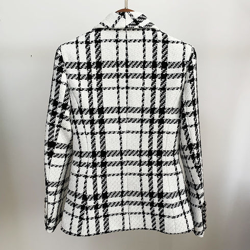 Check wool double-breasted blazer - ROUTINE FASHION